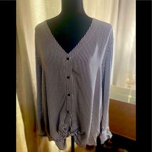 Nina Britton - Striped V-neck Blouse